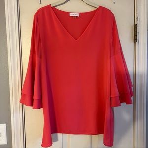 Calvin Klein bell sleeve blouse 3/4 sleeve length size small